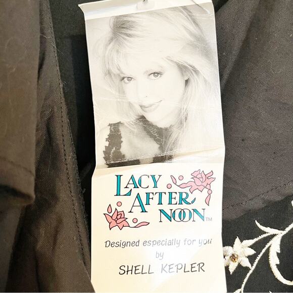 LACY AFTERNOON BY SHELL KEPLER **Vintage** Black Embellished Jumpsuit, L, NWT! - Picture 10 of 11